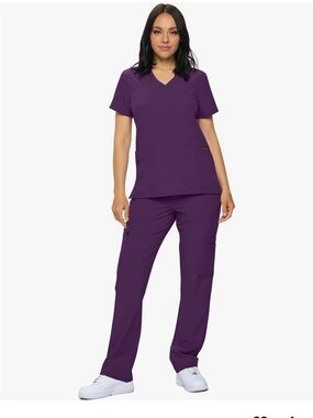 Monarch Women’s V-Neck Medical Scrub Set in Deep Purple (Eggplant)
